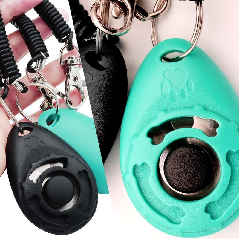 HoAoOo Pet Training Clicker with Wrist Strap - Dog Training Clickers (Black +Bluegreen) - Image 4